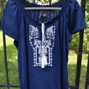 Navy and White New Directions Top